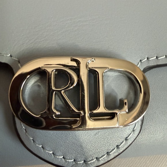 Lauren Ralph Lauren Light Baby Blue Leather Adair Wallet Chain Crossbody Bag - Picture 4 of 16